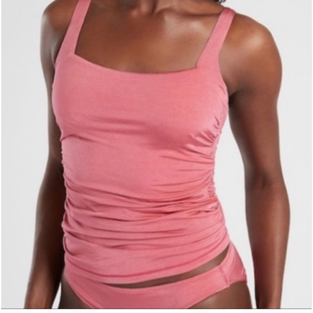 Athleta | Rosewood Aqualuxe Square-neck Tankini | 36 D/DD